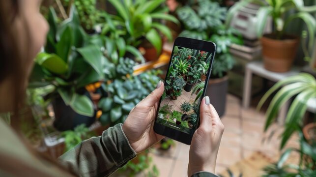 Person Snapping Photos of Plants in Greenhouse