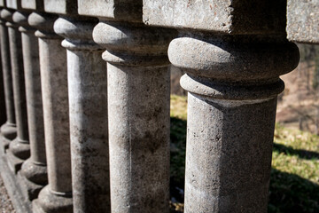 Concrete columns, marble fencing. architecture and landscaping
