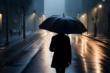 back of person with umbrella