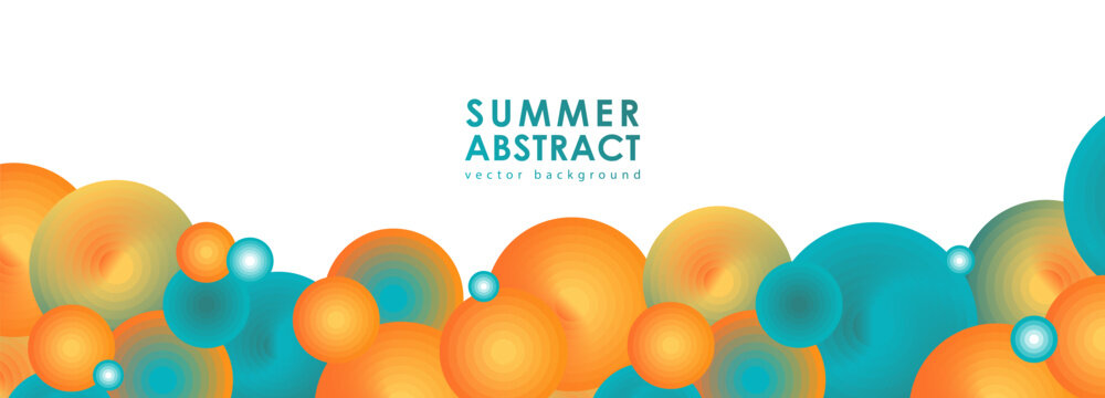 Summer abstract design with orange and blue circles isolated on transparent background. Summer frame for text, photos, cards and presentations.