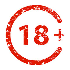Restricted age rubber stamp 18 or eighteen years old