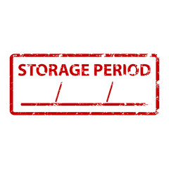 Storage period rubber stamp. Vector of package label design,