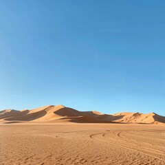 Fototapeta na wymiar A vast sandy desert with dramatic sand dunes