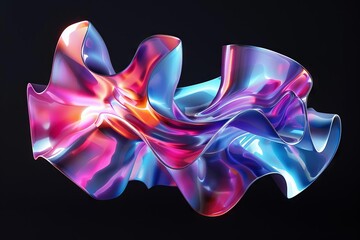 Abstract 3D Render of Futuristic Colorful Flowing Shape, Modern Art