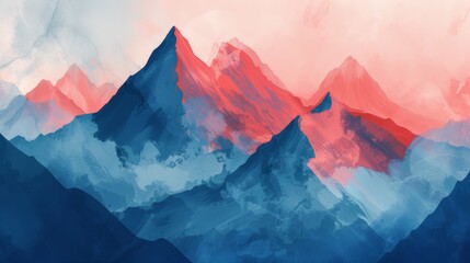 Abstract colorful mountain landscape illustration - obrazy, fototapety, plakaty