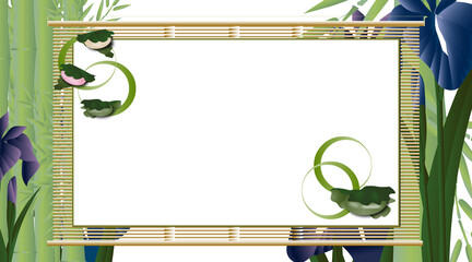 菖蒲の花と竹と柏餅のすだれのメッセージボード