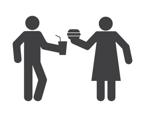 man and woman with fast food - 773007370
