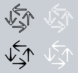 Set of Repeat arrow icon. Recycle icon sign symbol in trendy flat style. Rotation vector icon illustration isolated on gray background