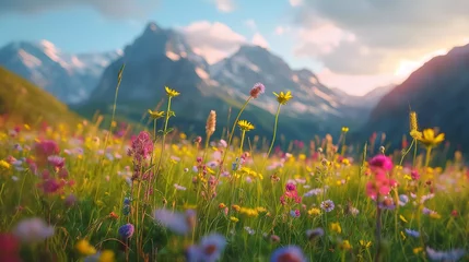 Deurstickers meadow with flowers © Jian
