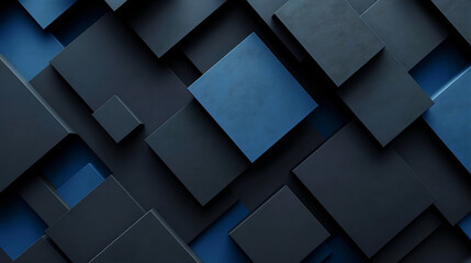 abstract square geometric black and blue background - obrazy, fototapety, plakaty