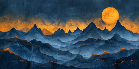 Rising Moon Over the Mountains A Stunning Artwork of the Full Moon in the Sky Generative AI - obrazy, fototapety, plakaty