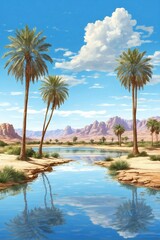 Obraz premium Magical Oasis in the Vast Desert