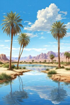 Magical Oasis in the Vast Desert