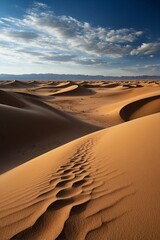 Fototapeta na wymiar Endless sandy desert under a bright blue sky
