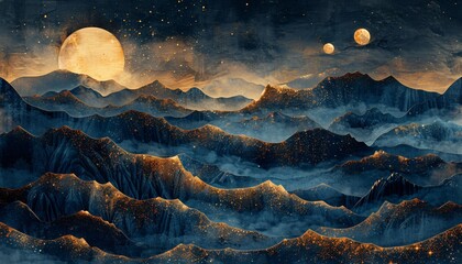 Night Sky with Planets and Moon Generative AI - obrazy, fototapety, plakaty