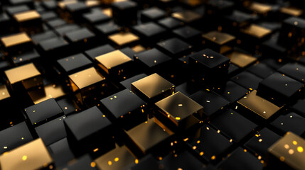 abstract square geometric black and gold background
