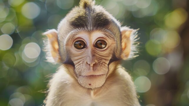 Close-up of a young monkey with blurry background