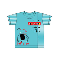 Cartoon template design with elephant theme slogan for children's t-shirts. illustrator vector