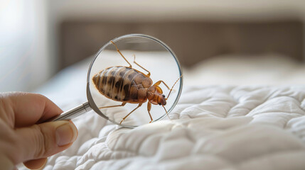Bedbugs on the couch in the living room. - obrazy, fototapety, plakaty