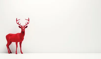 Fototapete a red deer standing on a white surface © Nicolae