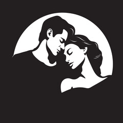 Lovebirds on Bed Iconic Graphic Design Intimate Moments Couple on Bed Logo