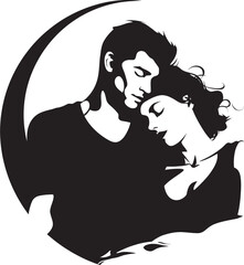 Intimate Moments Couple on Bed Logo Cozy Duo Bed Vector Icon Design
