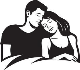 Embracing Elegance Couple Iconic Logo Pillow Partners Bed Graphic Symbol