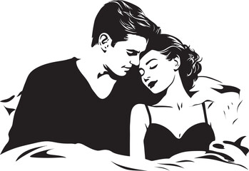 Love Lounging Bed Vector Icon Affectionate Artistry Couple Emblem Design