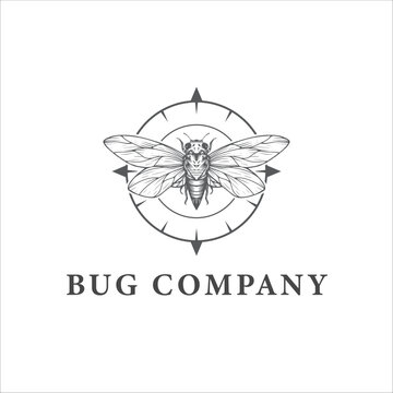 Bug Compass Hand Drawn Logo