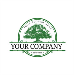 Oak Tree Hand Drawn Vintage Logo