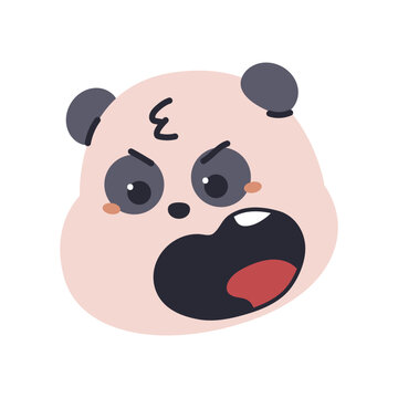 Panda angry emotion vector cartoon sign isolated on a white background.