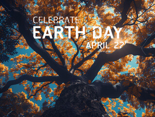 The celebrate earth day flat card or background with the tree see the branches and leaves - 773013569