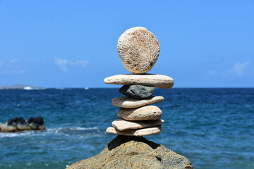 View of Balancing Stones Symbolic of Mindfulness and Harmony