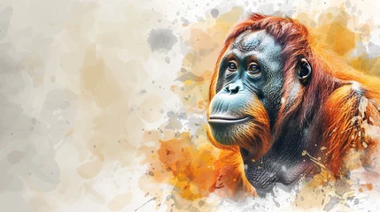 Foto op Plexiglas endangered specie of monkey orangutan, Earth Day or World Wildlife Day concept. Save our planet, protect green nature and endangered species, biological diversity theme   © Mahnoor