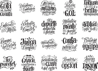 Sports Spanish Quotes Typography Adobe Illustrator Artwork - obrazy, fototapety, plakaty