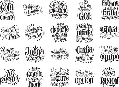 Sports Spanish Quotes Typography Adobe Illustrator Artwork
