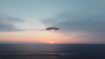 a ufo flying over the ocean