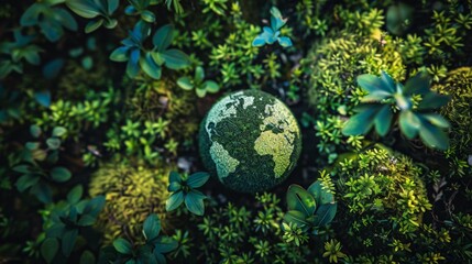 Artistic representation of earth surrounded by foliage - obrazy, fototapety, plakaty