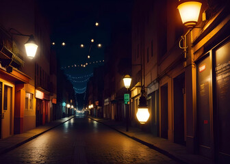Fototapeta premium Rue nuit 1 IA