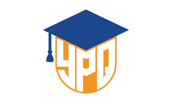 YPQ initial letter academic logo design vector template. school college logo, university logo, graduation cap logo, institute logo, educational logo, library logo, teaching logo, book shop, varsity