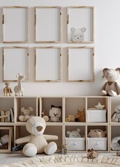 Fototapeta na wymiar A cozy corner of a nursery with a teddy bear and stuffed animals Generative AI