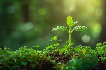 New growth. A seedling on the forest floor.