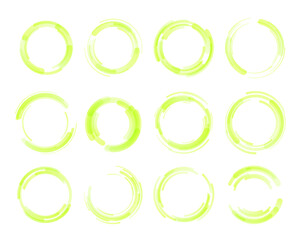 Set of colorful circle isolated on transparent background. Circular colored lines. Corporate, media, technology styles vector logo design template. Vector illustration