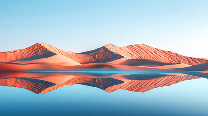 Fototapeta na wymiar Desert Mirage: Dunes and Reflection