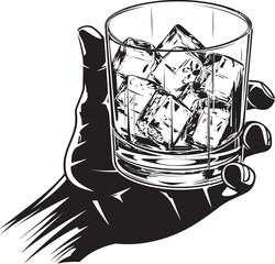 Scotch Serenity Whiskey Glass Emblem Bourbon Reverie Hand with Glass Logo