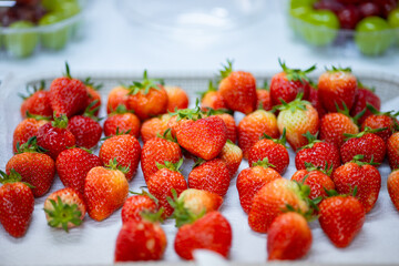 fresh Strawberries arranged side by side