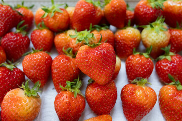 fresh strawberries in a market