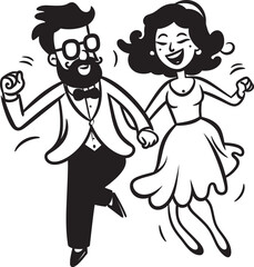 Cheerful Cherish Marriage Iconic Emblem Gleeful Bonding Cute Couple Graphic