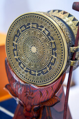 Close-up of exquisite traditional bronze drum crafts from Guangxi, China
