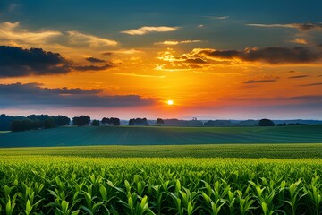 sunset beauty over field